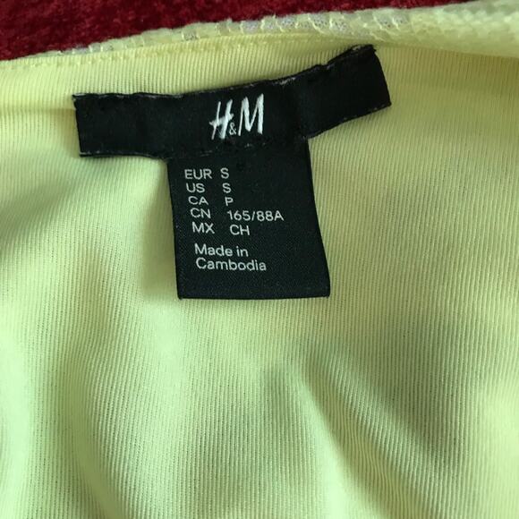 H&M Yellow Floral Lace Overlay mini shift dress S - Picture 3 of 4